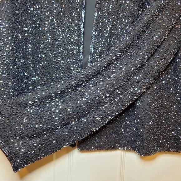 Vintage Cecily Brown Beaded Navy Blue Silk Jacket Sz XL - Picture 7 of 14